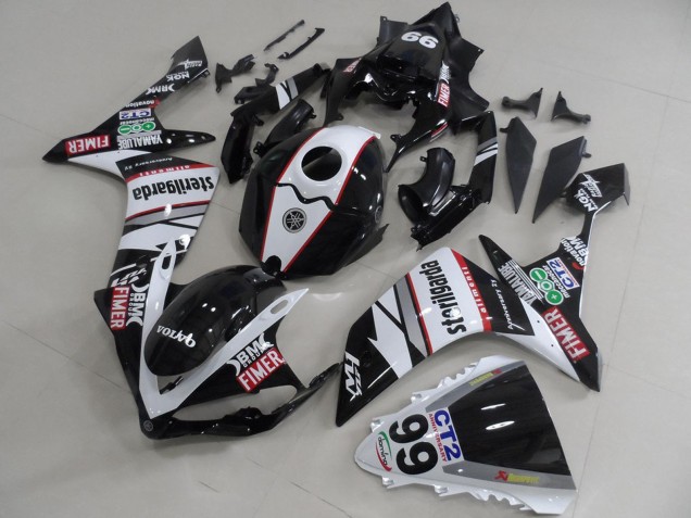 Carenados Moto Yamaha YZF R1 2007-2008 - Blanco Negro Rojo Volvo Fimer Sterilgarda