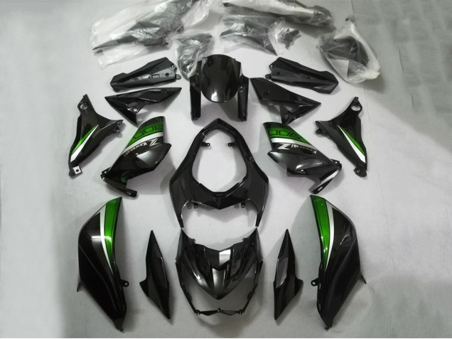 Carenados Moto Kawasaki Z800 2013-2018 - Negro Brillante Verde Plata