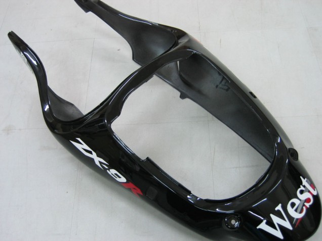 Carenados Moto Kawasaki ZX9R 2000-2001 - Negro Brillante Blanco West