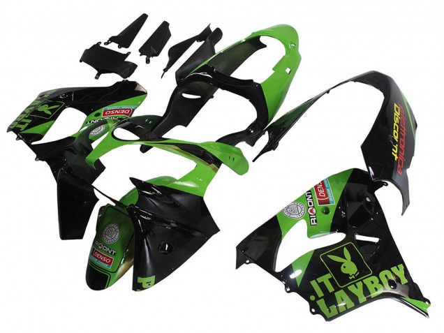 Carenados Moto Kawasaki ZX9R 2000-2001 - Verde Negro Playboy DENSO