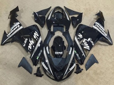 Carenados Moto Kawasaki ZX10R 2006-2007 - Negro Brillante Blanco Raya Elf