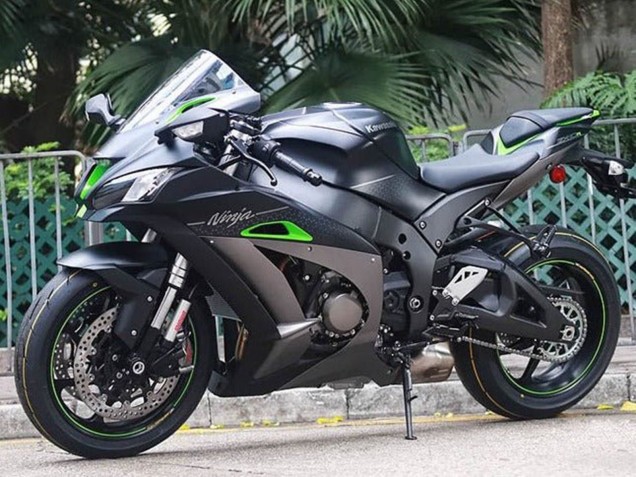 Carenados Moto Kawasaki ZX10R 2016-2020 - Negro Mate Verde Plata