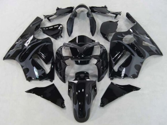 Carenados Moto Kawasaki ZX12R 2002-2006 - Negro Brillante Gris Tribal