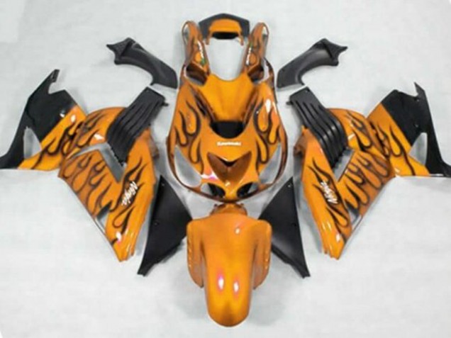 Carenados Moto Kawasaki ZX14R ZZR1400 2006-2011 - Naranja Negro Llama
