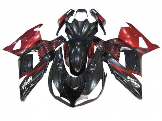 Carenados Moto Kawasaki ZX14R ZZR1400 2006-2011 - Rojo Negro Brillante Blanco Calcomanía