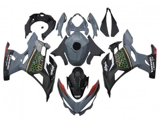 Carenados Moto Kawasaki Ninja 400 2018-2024 - Gris Negro Rojo Honeycomb