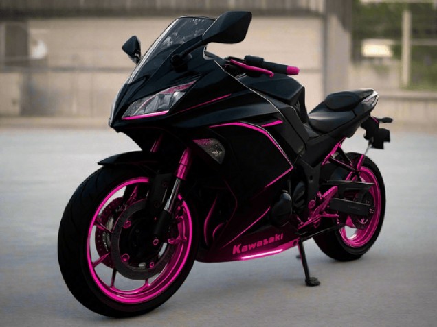 Carenados Moto Kawasaki Ninja 650 EX650 2017-2019 - Negro Brillante Rosa Raya