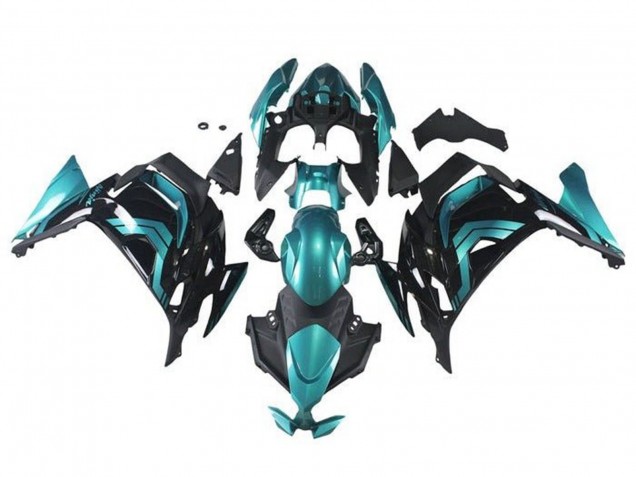 Carenados Moto Kawasaki Ninja 650 EX650 2020-2024 - Azul Verdoso Negro