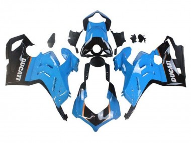 Carenados Moto Ducati Panigale V4 V4S 2020-2021 - Azul Claro Naranja Negro Brillante