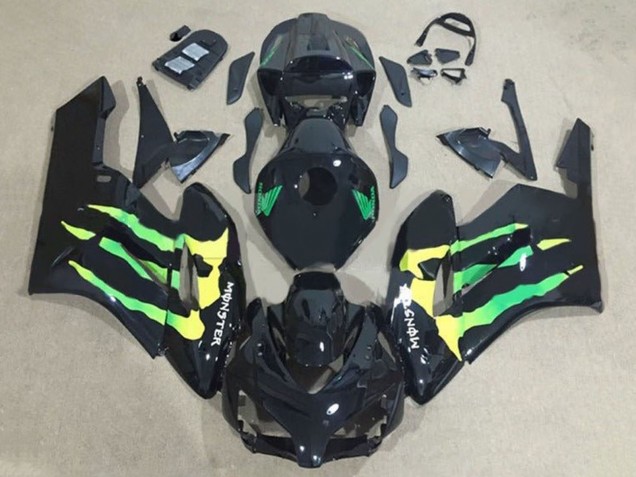Carenados Moto Honda CBR1000RR 2004-2005 - Negro Brillante Verde Amarillo Monstruo