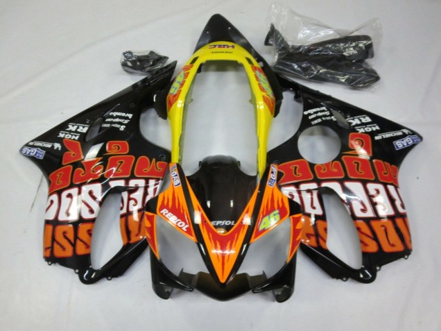 Carenados Moto Honda CBR600 F4i 2004-2007 - Amarillo Naranja Negro Brillante Rossi