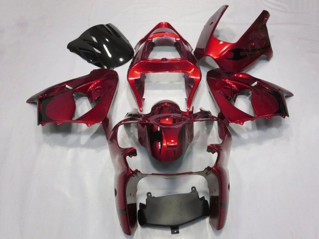 Carenados Moto Kawasaki ZX6R 2000-2002 - Rojo Caramelo Negro Tribal