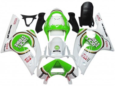 Carenados Moto Kawasaki ZX6R 2003-2004 - Blanco Verde Motul Lucky Strike