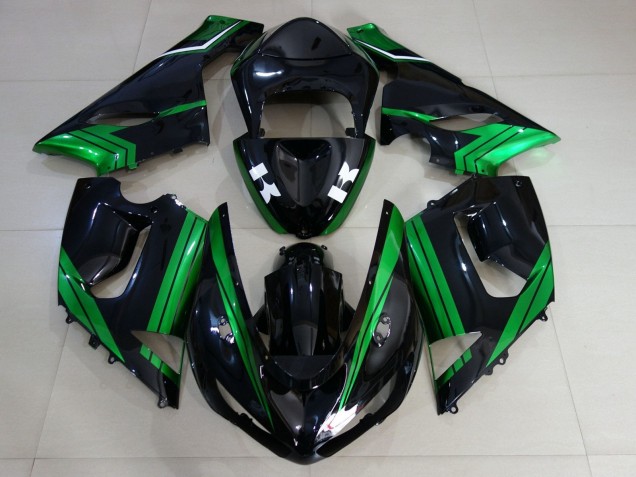 Carenados Moto Kawasaki ZX6R 2005-2006 - Verde Blanco Negro Brillante