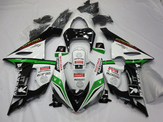 Carenados Moto Kawasaki ZX6R 2005-2006 - Blanco Negro Verde Rojo Rizoma Playboy