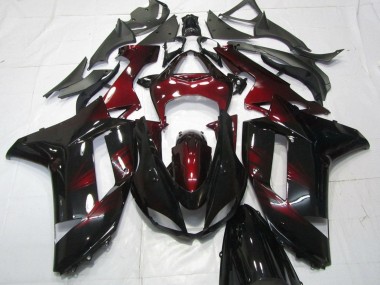 Carenados Moto Kawasaki ZX6R 2007-2008 - Negro Rojo Oscuro