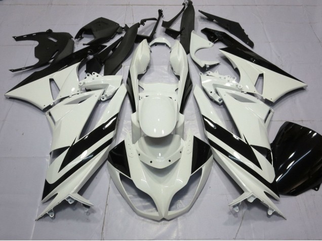 Carenados Moto Kawasaki ZX6R 2009-2012 - Blanco Negro Brillante Raya