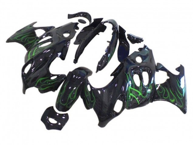 Carenados Moto Suzuki GSX600F/GSX750F 2004-2006 - Negro Brillante Verde Llama