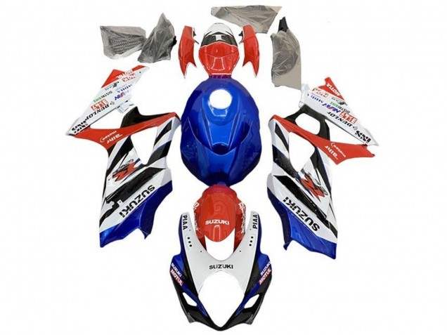 Carenados Moto Suzuki GSXR 1000 2005-2006 - Blanco Rojo Azul Negro Raya