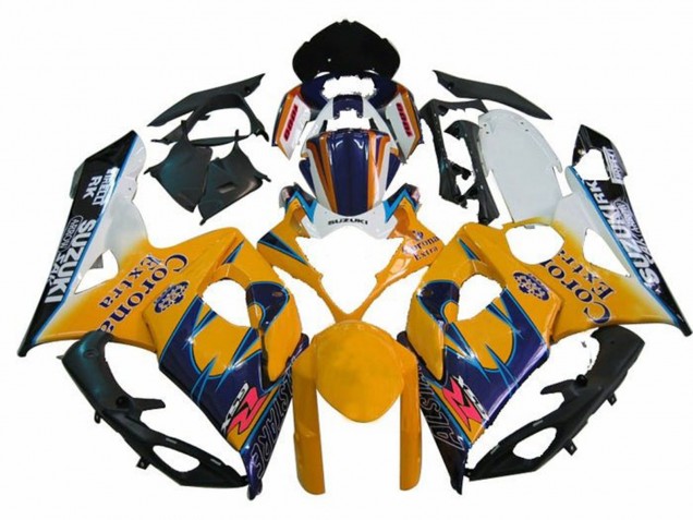 Carenados Moto Suzuki GSXR 1000 2005-2006 - Blanco Amarillo Azul Negro Corona