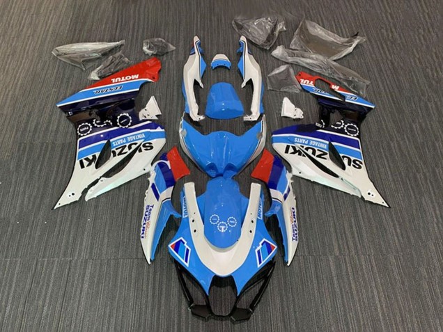 Carenados Moto Suzuki GSXR1000 2017-2024 - Blanco Azul Raya Rojo Motul