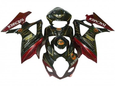 Carenados Moto Suzuki GSXR 1000 2007-2008 - Negro Rojo Oro BACARDI