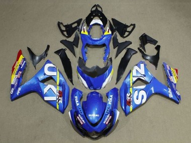 Carenados Moto Suzuki GSXR 1000 2009-2016 - Azul Blanco Amarillo Raya