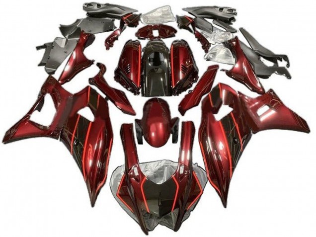 Carenados Moto Yamaha YZF R7 2021-2024 - Rojo Oscuro Negro