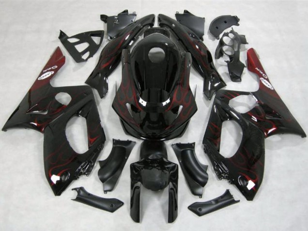 Carenados Moto Yamaha YZF600R Thundercat 1996-2007 - Negro Brillante Rojo Llama