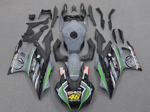 Carenados Moto Yamaha YZF R3/R25 2019-2021 - Gris Negro Verde Negro ENEOS Monstruo 46