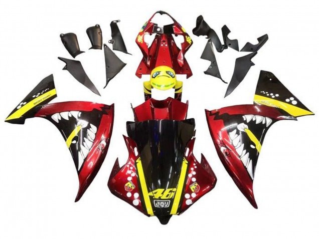 Carenados Moto Yamaha YZF 1000 R1 2012-2014 - Rojo Amarillo Negro Tiburón
