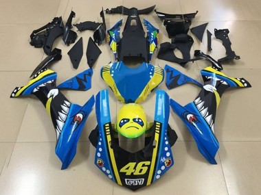 Carenados Moto Yamaha YZF 1000 R1 2015-2019 - Azul Amarillo Negro Tiburón 46
