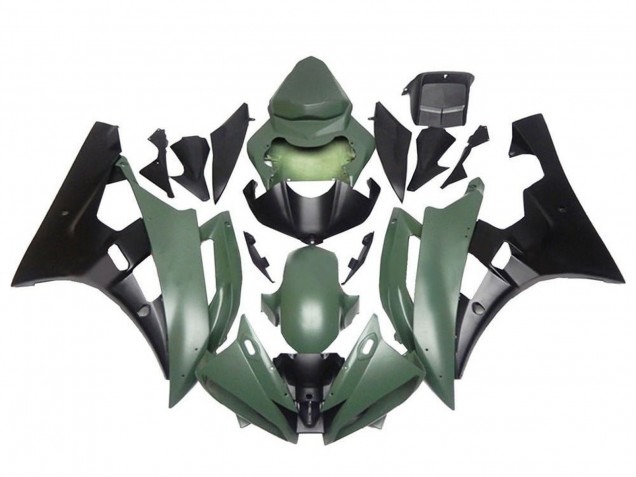 Carenados Moto Yamaha YZF R6 2006-2007 - Verde Militar Negro Mate