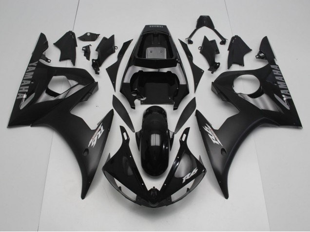 Carenados Moto Yamaha YZF R6 2005 - Negro Brillante Negro Mate Plata