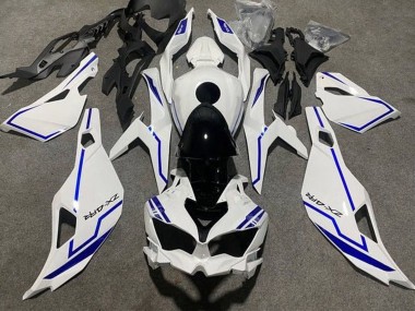 Carenados Moto Kawasaki ZX4R ZX-4RR 2019-2025 - Blanco Azul Raya