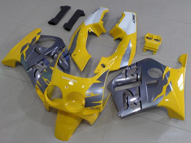 Carenados Moto Honda CBR250RR MC19 1988-1989 - Blanco Amarillo Plata