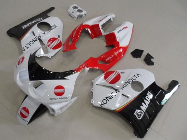 Carenados Moto Honda CBR250RR MC22 1990-1998 - Blanco Rojo Negro Brillante Konica Minolta