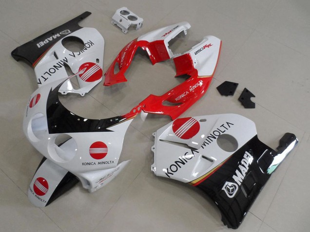 Carenados Moto Honda CBR250RR MC22 1990-1998 - Blanco Rojo Negro Brillante Konica Minolta