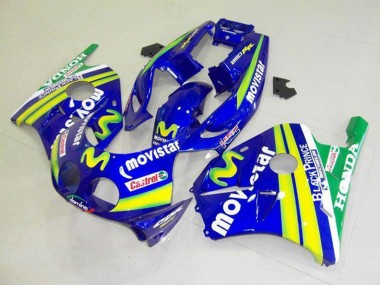 Carenados Moto Honda CBR250RR MC22 1990-1998 - Azul Amarillo Verde MoviStar Castrol