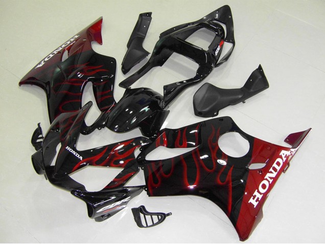 Carenados Moto Honda CBR600 F4i 2001-2003 - Negro Brillante Rojo Llama
