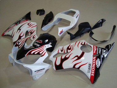 Carenados Moto Honda CBR600 F4i 2001-2003 - Blanco Rojo Negro Brillante Llama