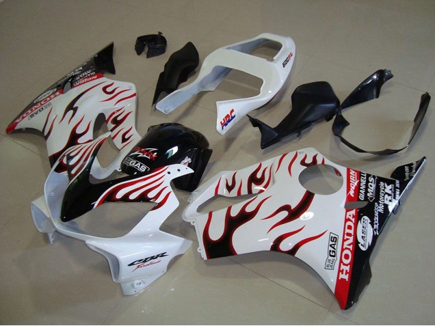 Carenados Moto Honda CBR600 F4i 2001-2003 - Blanco Rojo Negro Brillante Llama