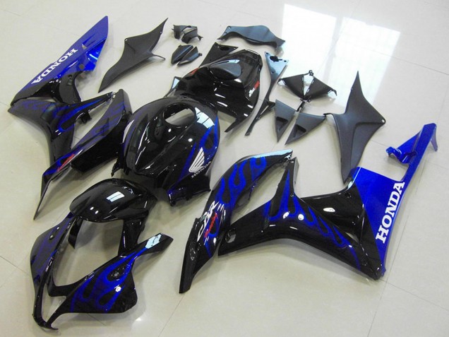 Carenados Moto Honda CBR600RR 2007-2008 - Negro Brillante Azul Llama