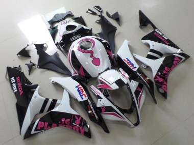 Carenados Moto Honda CBR600RR 2007-2008 - Blanco Rosa Negro Mate HRC Playboy Durex