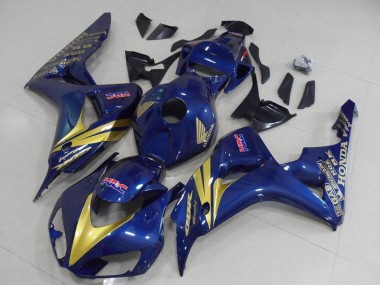 Carenados Moto Honda CBR1000RR 2006-2007 - Azul Oscuro Oro Raya
