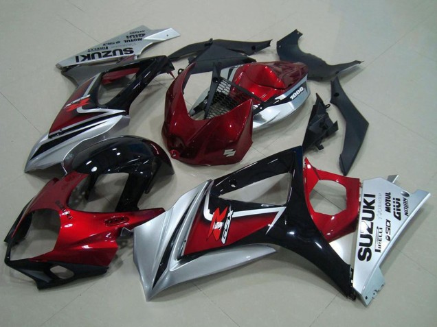 Carenado Moto Suzuki GSXR 1000 2007-2008 - Rojo Plata Negro Brillante