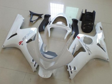 Carenados Moto Kawasaki ZX6R 2003-2004 - Blanco Plata Calcomanías