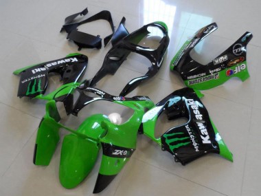 Carenados Moto Kawasaki ZX9R 2000-2001 - Negro Brillante Verde Monstruo