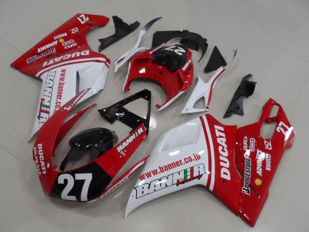 Carenados Moto Ducati 1098 2007-2014 - Blanco Rojo Negro Brillante Banner 27