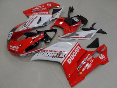 Carenados Moto Ducati 848 1098 1198 2007-2014 - Blanco Rojo Negro Brillante Banner 69